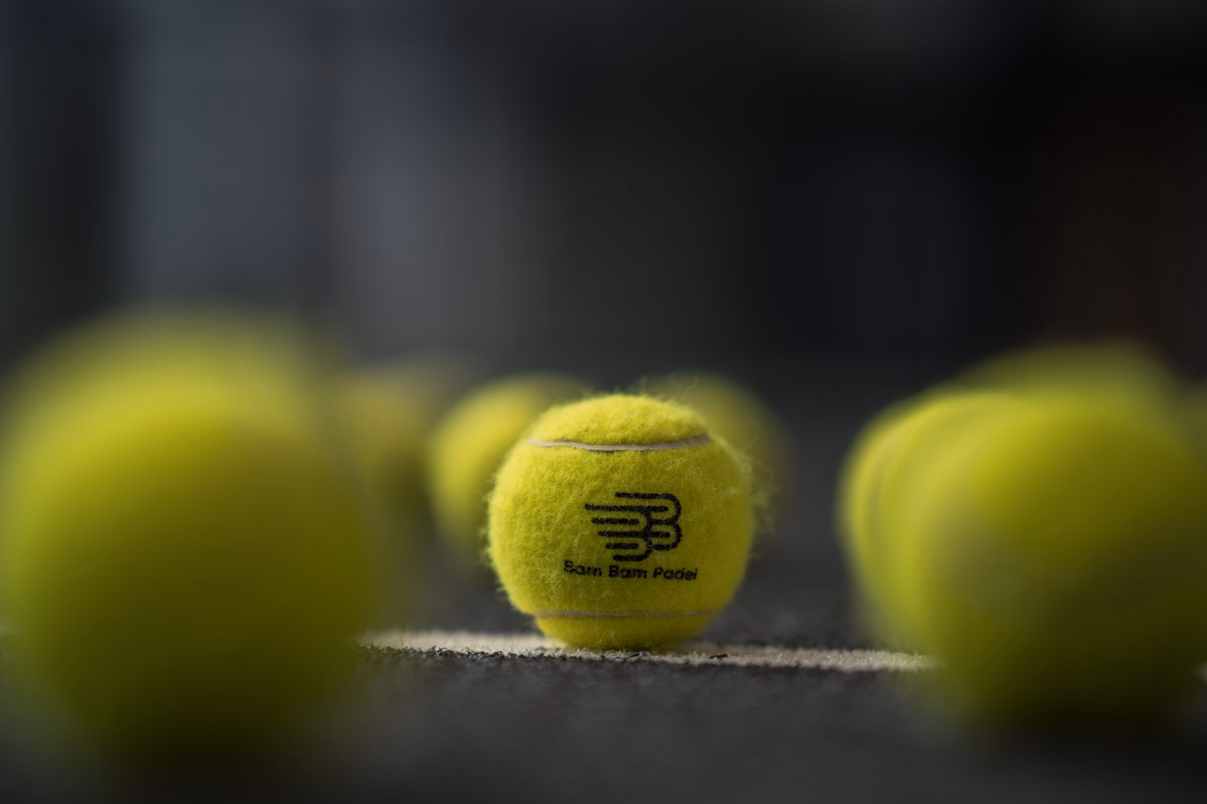Padel rackets on display in the pro-shop
